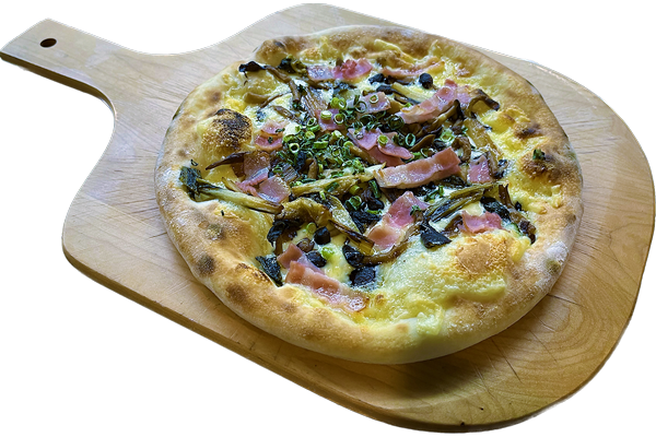 しゃくし菜としめじのピザ